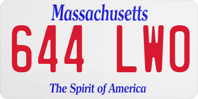 MA license plate 644LW0
