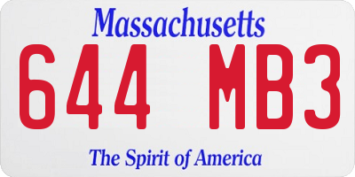 MA license plate 644MB3