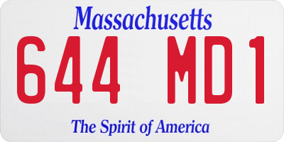 MA license plate 644MD1