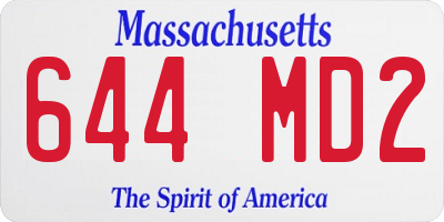 MA license plate 644MD2