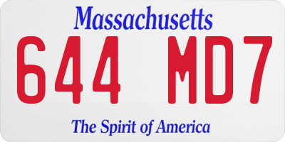 MA license plate 644MD7