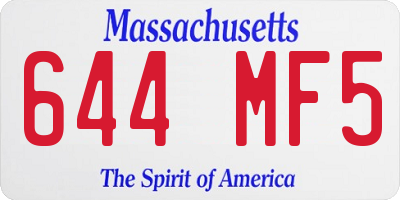 MA license plate 644MF5