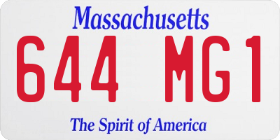 MA license plate 644MG1