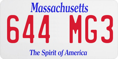 MA license plate 644MG3