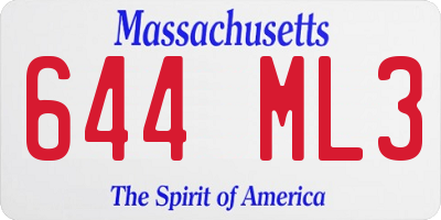 MA license plate 644ML3