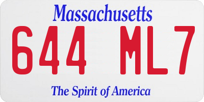MA license plate 644ML7