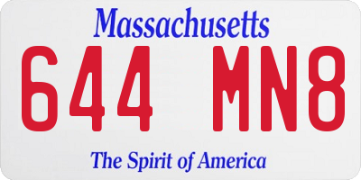 MA license plate 644MN8