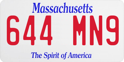 MA license plate 644MN9