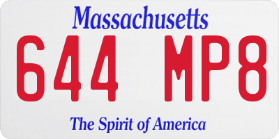MA license plate 644MP8