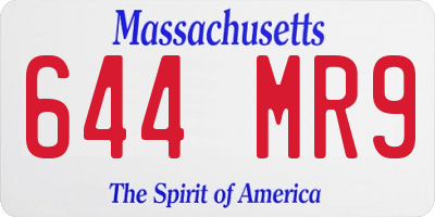 MA license plate 644MR9