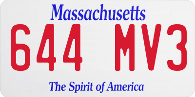 MA license plate 644MV3