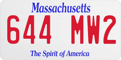 MA license plate 644MW2