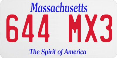 MA license plate 644MX3