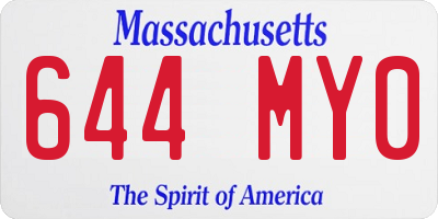 MA license plate 644MY0