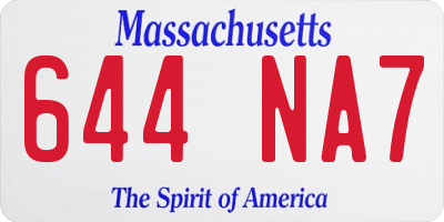 MA license plate 644NA7
