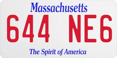 MA license plate 644NE6