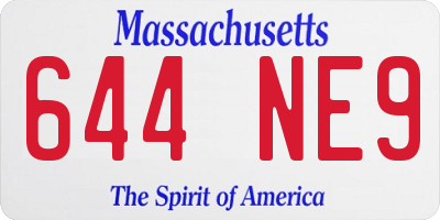 MA license plate 644NE9