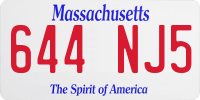 MA license plate 644NJ5