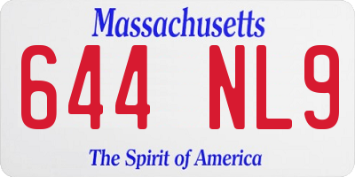 MA license plate 644NL9