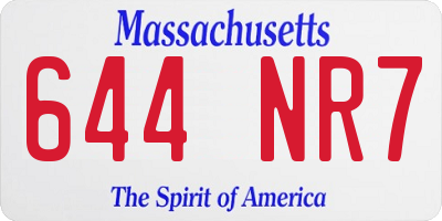 MA license plate 644NR7