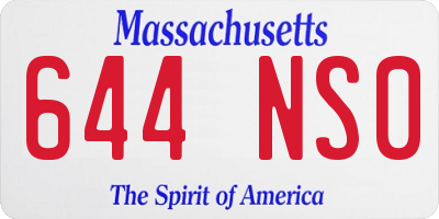 MA license plate 644NS0