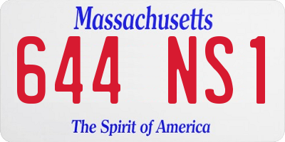 MA license plate 644NS1