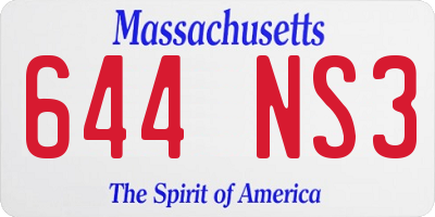 MA license plate 644NS3