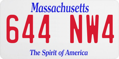 MA license plate 644NW4
