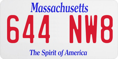 MA license plate 644NW8