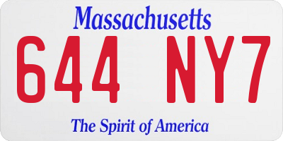 MA license plate 644NY7