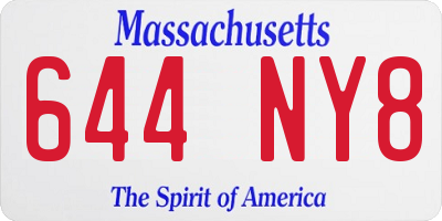 MA license plate 644NY8