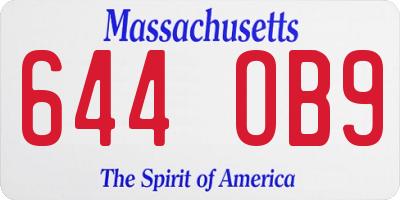 MA license plate 644OB9