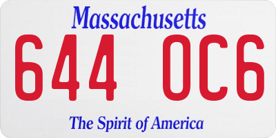 MA license plate 644OC6