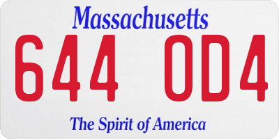 MA license plate 644OD4