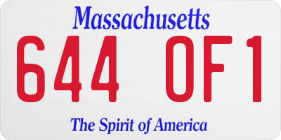 MA license plate 644OF1
