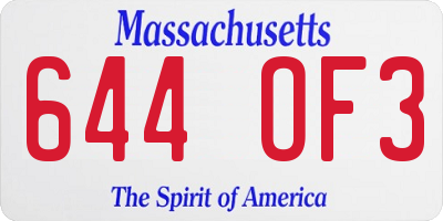 MA license plate 644OF3
