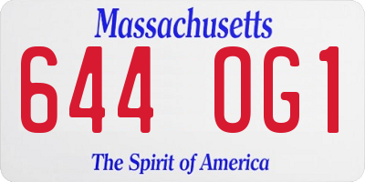 MA license plate 644OG1
