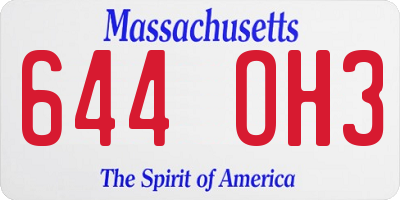 MA license plate 644OH3