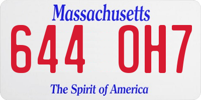 MA license plate 644OH7