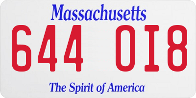 MA license plate 644OI8