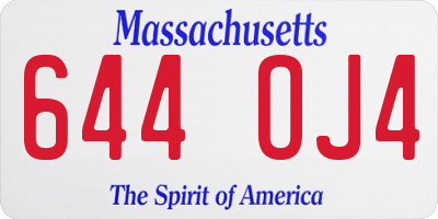 MA license plate 644OJ4
