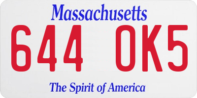 MA license plate 644OK5