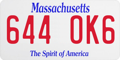 MA license plate 644OK6