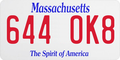 MA license plate 644OK8