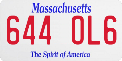 MA license plate 644OL6