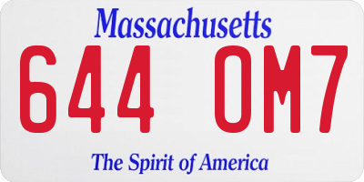 MA license plate 644OM7