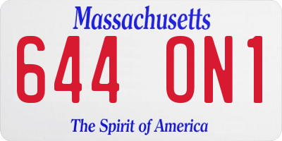 MA license plate 644ON1