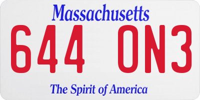 MA license plate 644ON3