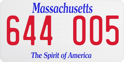MA license plate 644OO5