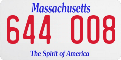 MA license plate 644OO8